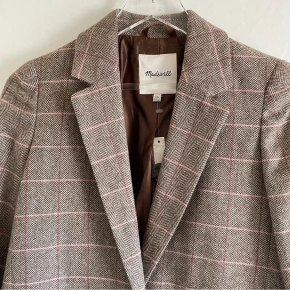 Madewell Larsen Blazer in Brown Plaid Size XXS